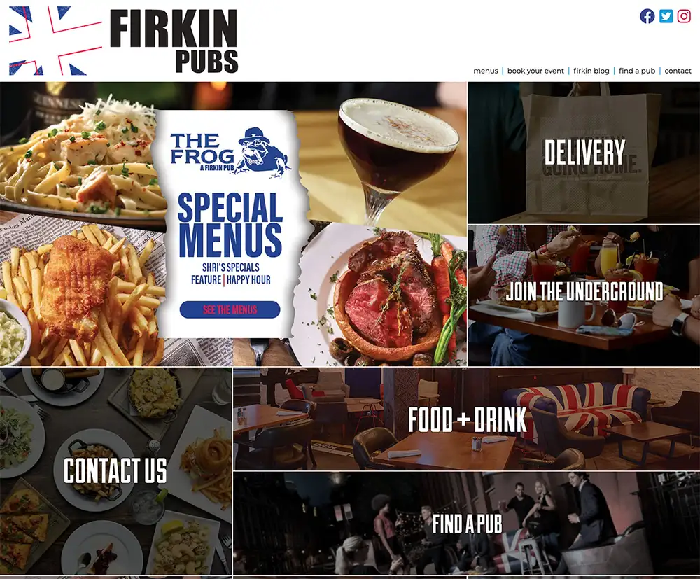 Firkin Pubs website screenshot